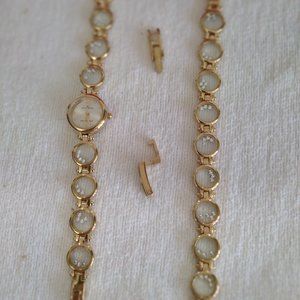 Ann Klein Gold Tone Watch/Bracelet Set